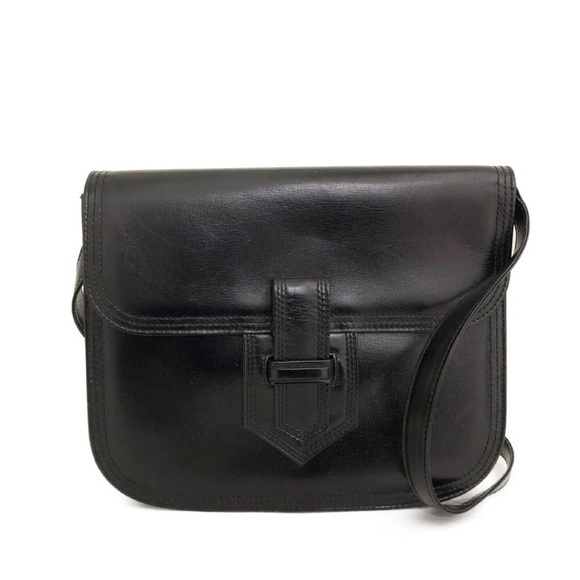 Authentic YSL Yves Saint Laurent Black Leather Shoulder Bag Purse Red Interior - Picture 1 of 10